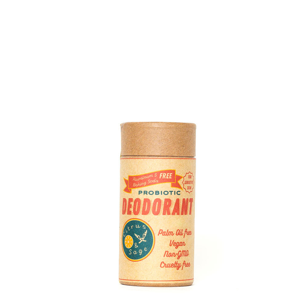 Aluminum & Baking Soda Free Probiotic Deodorant for Sensitive Skin - Citrus & Sage Scent