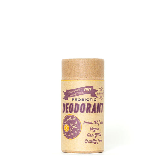 Aluminum & Baking Soda Free Probiotic Deodorant for Sensitive Skin - Lemon & Lavender Scent